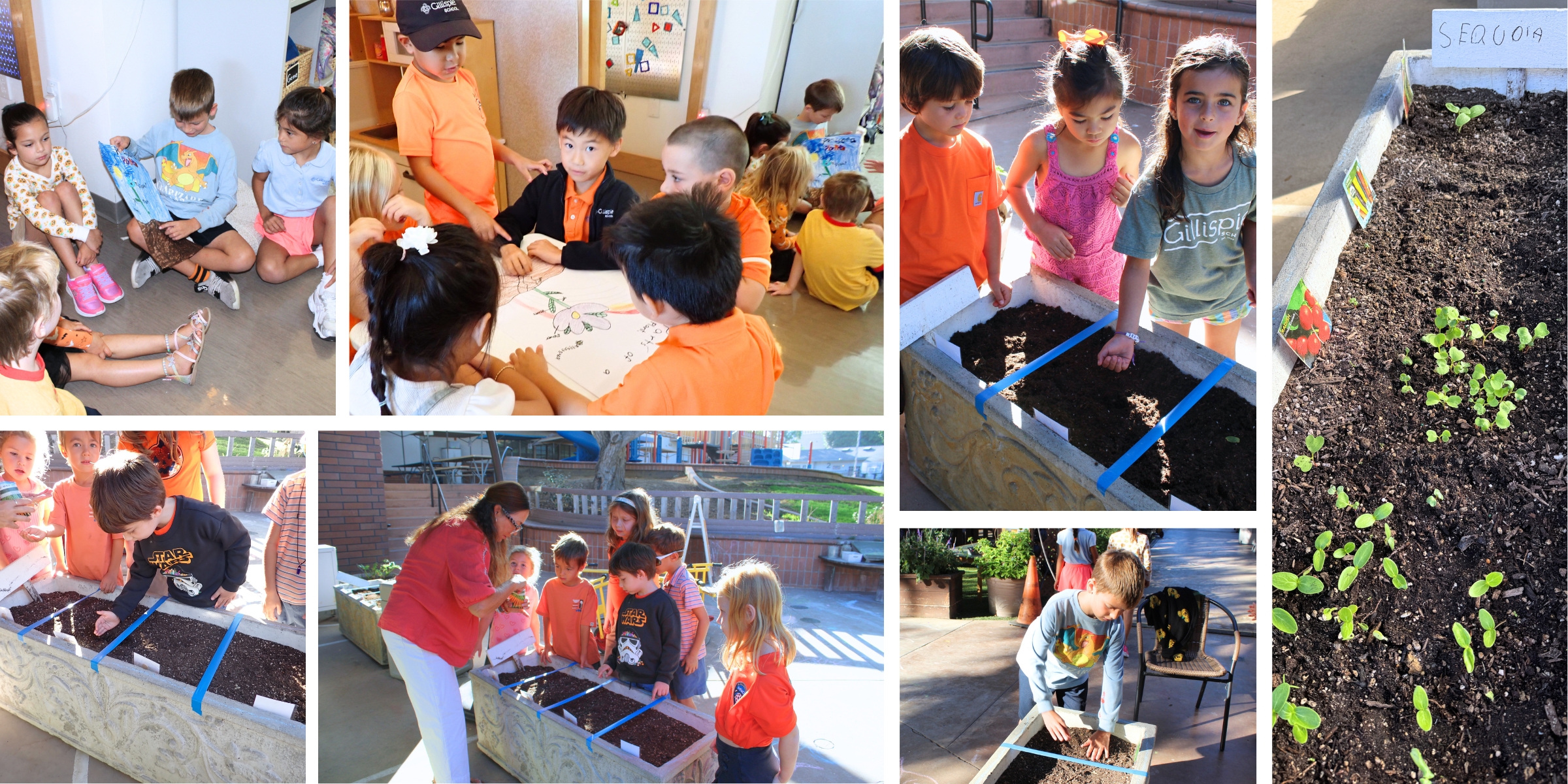 First Grade and Preschool Buddies at Gillispie