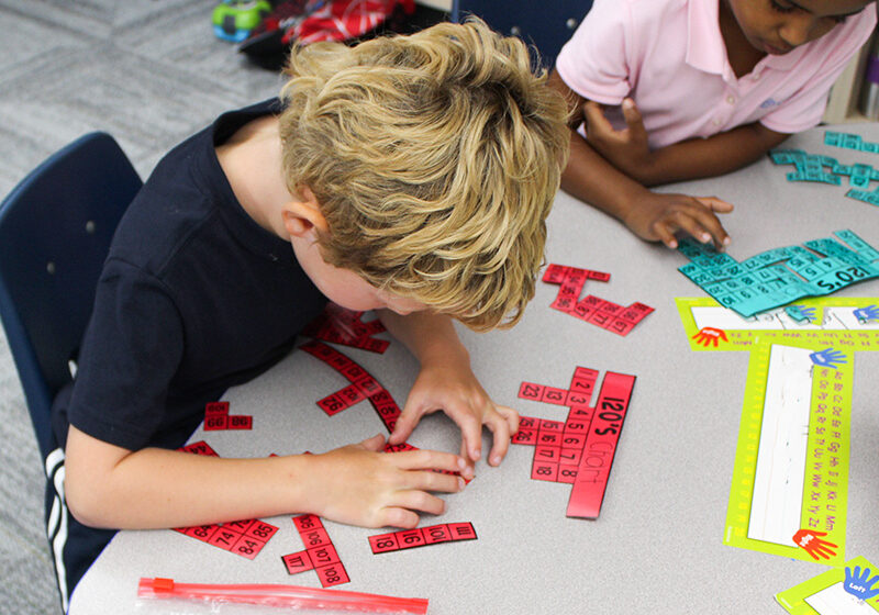 Gillispie School Grade 1 Students working on math problems