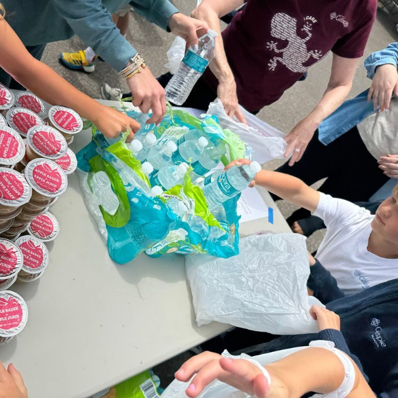 Gillispie School students partnered with Lucky Duck Foundation to help fill hydration kits for our neighbors in need.