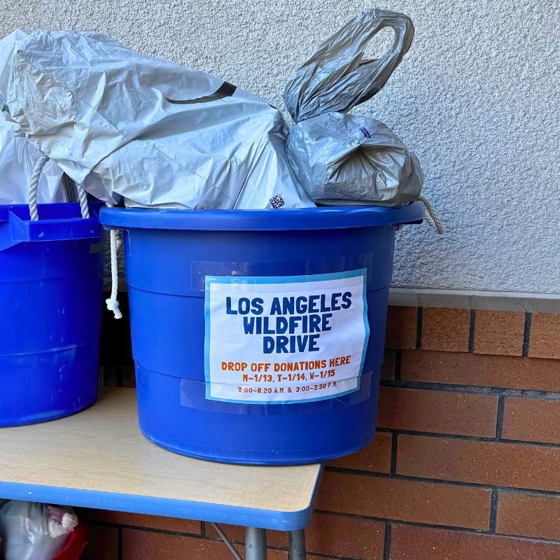 Gillispie School families come together to support victims of the Los Angeles wildfires in January 2025./