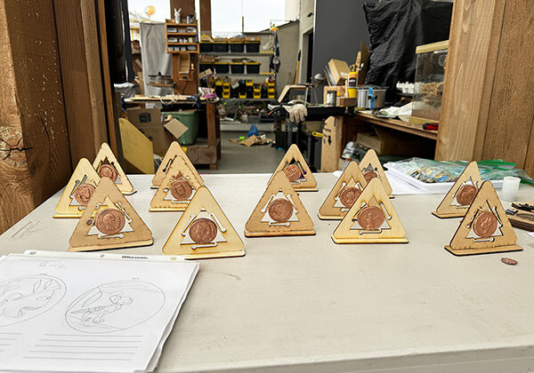 Gillispie School Grade 6 students recreate Ancient Greek and Romain copper coins in Design class.